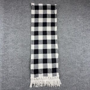 Buffalo Check Table Runner Black White Cotton Farmhouse Tassel Fringe Decor